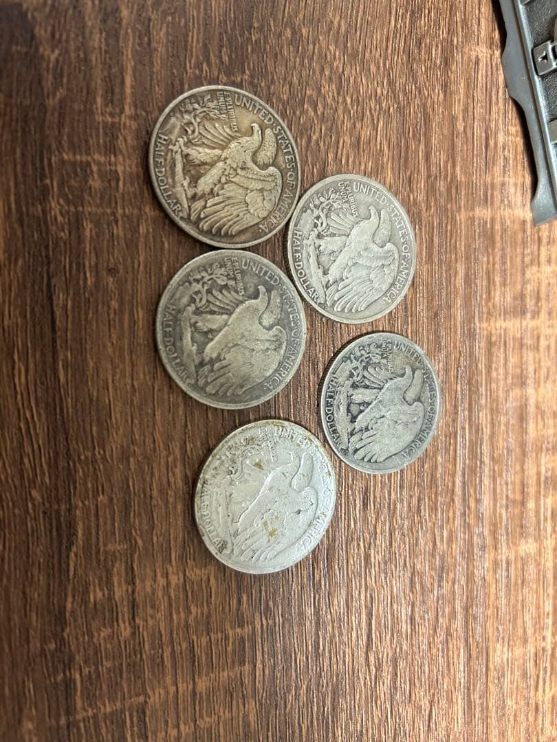 旧貨幣 5枚 ウォーキングリバティ　銀貨