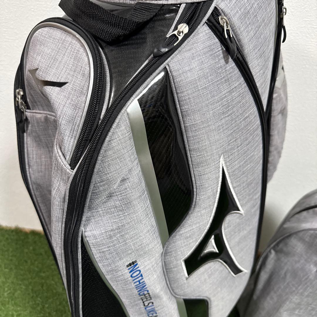 超美品‼️Mizuno グレー キャディバッグ フードカバー付き