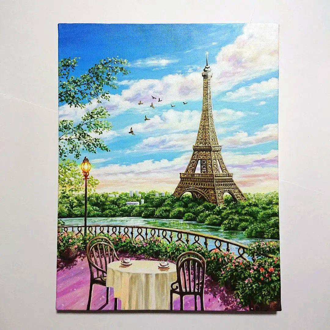 【欧州の景色③】アクリル画 F6 風景画 絵画
