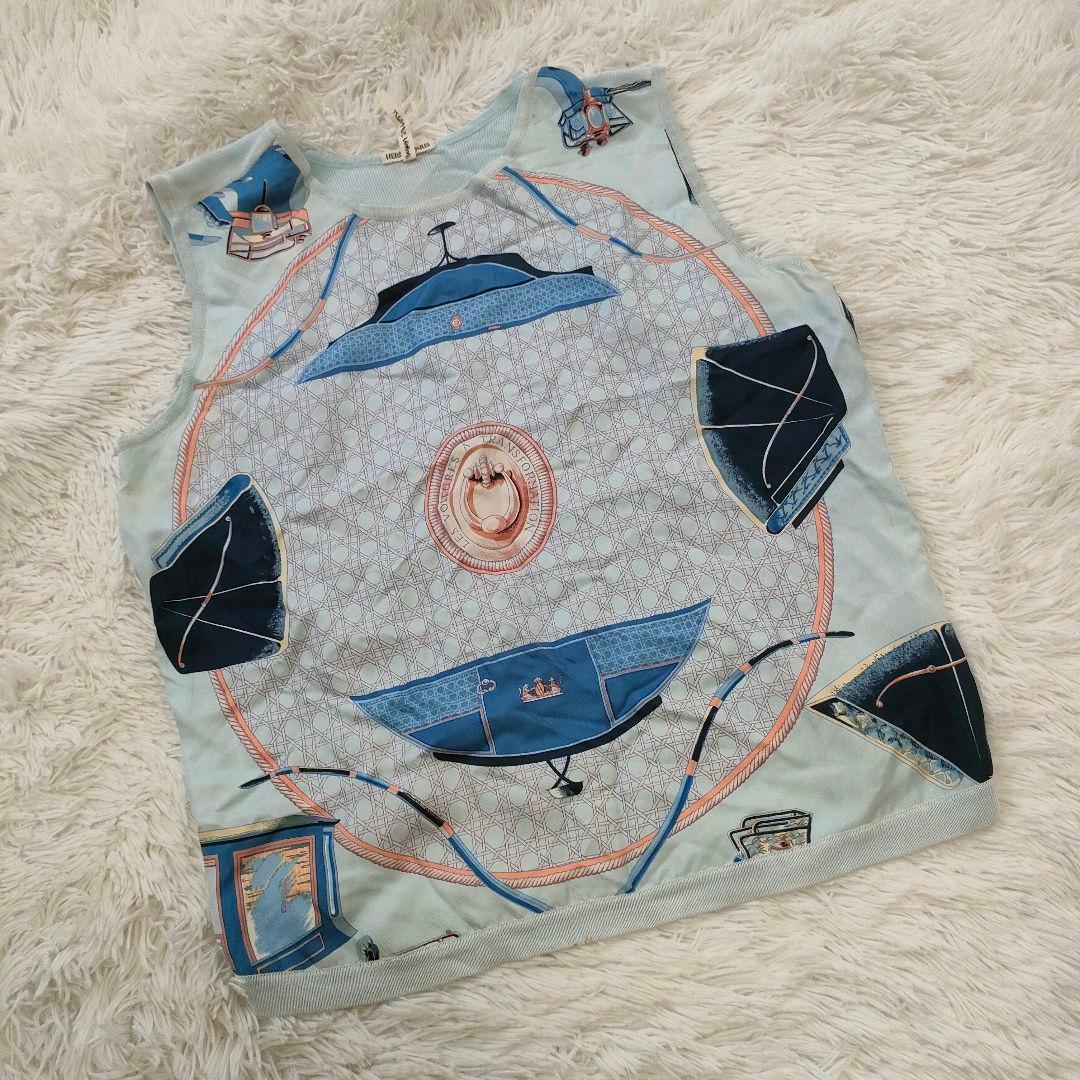 【希少】HERMES エルメス スカーフ柄 シルク100%ベスト マルジェラ期