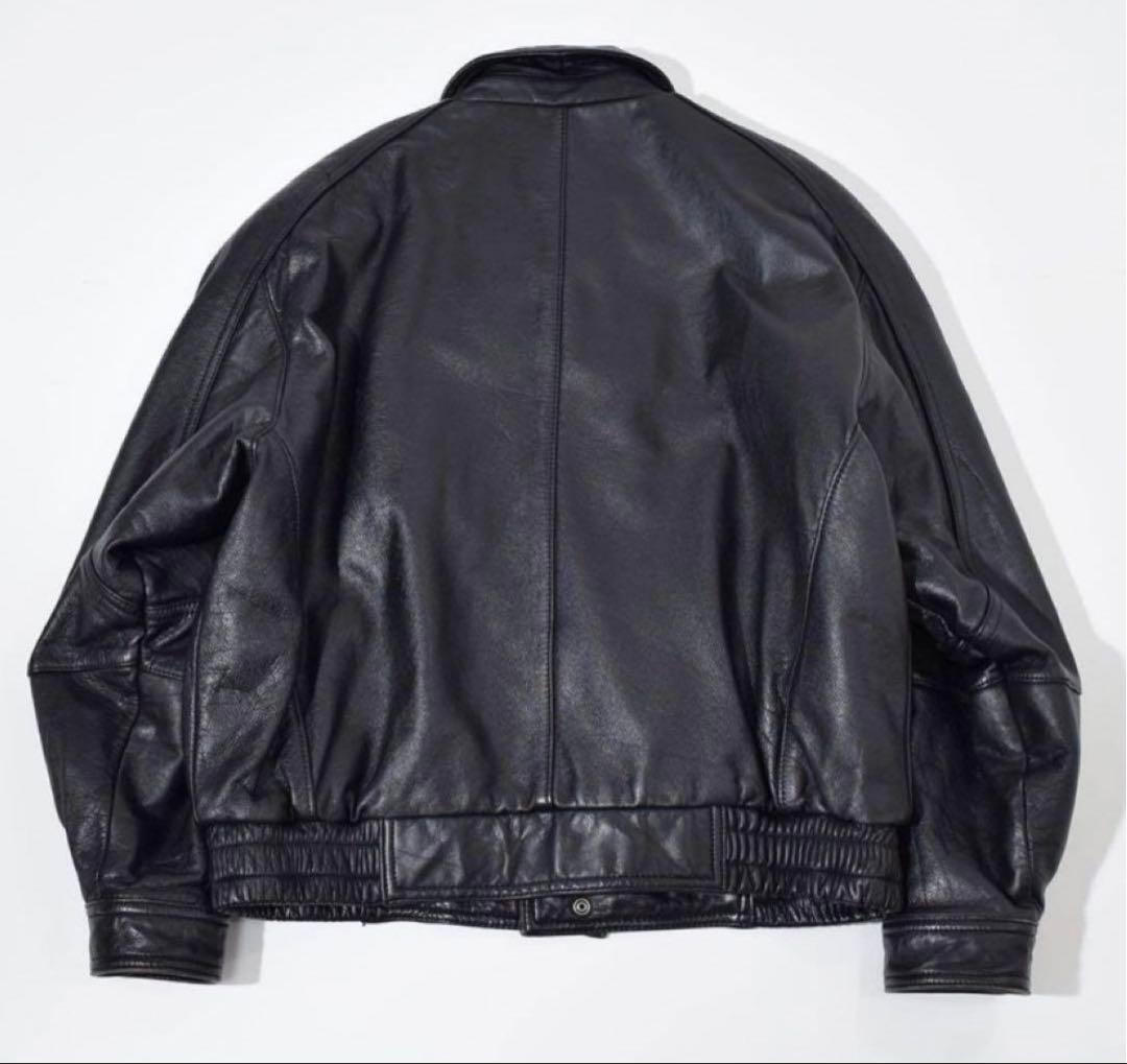 90s vintage leather jacket 短丈 レザーブルゾン 黒