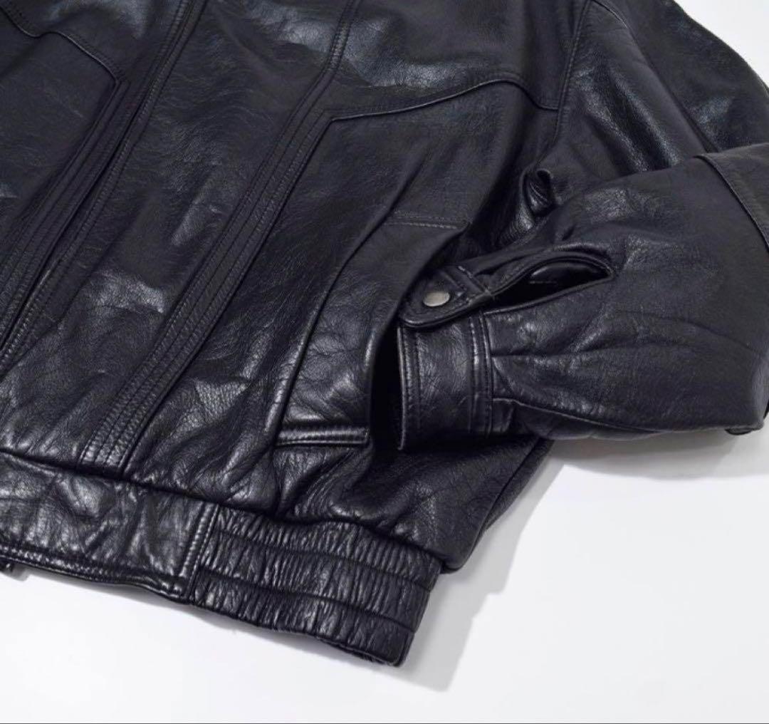 90s vintage leather jacket 短丈 レザーブルゾン 黒