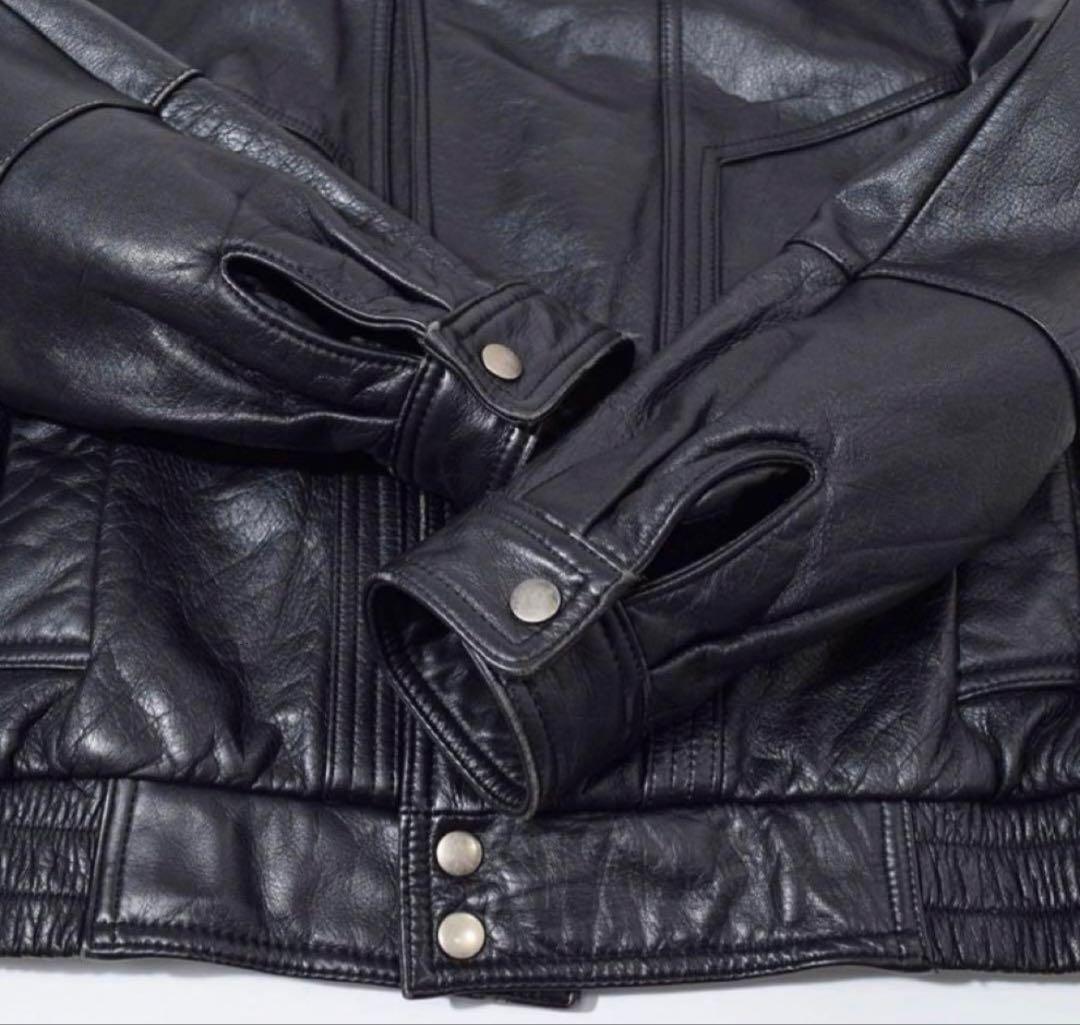 90s vintage leather jacket 短丈 レザーブルゾン 黒
