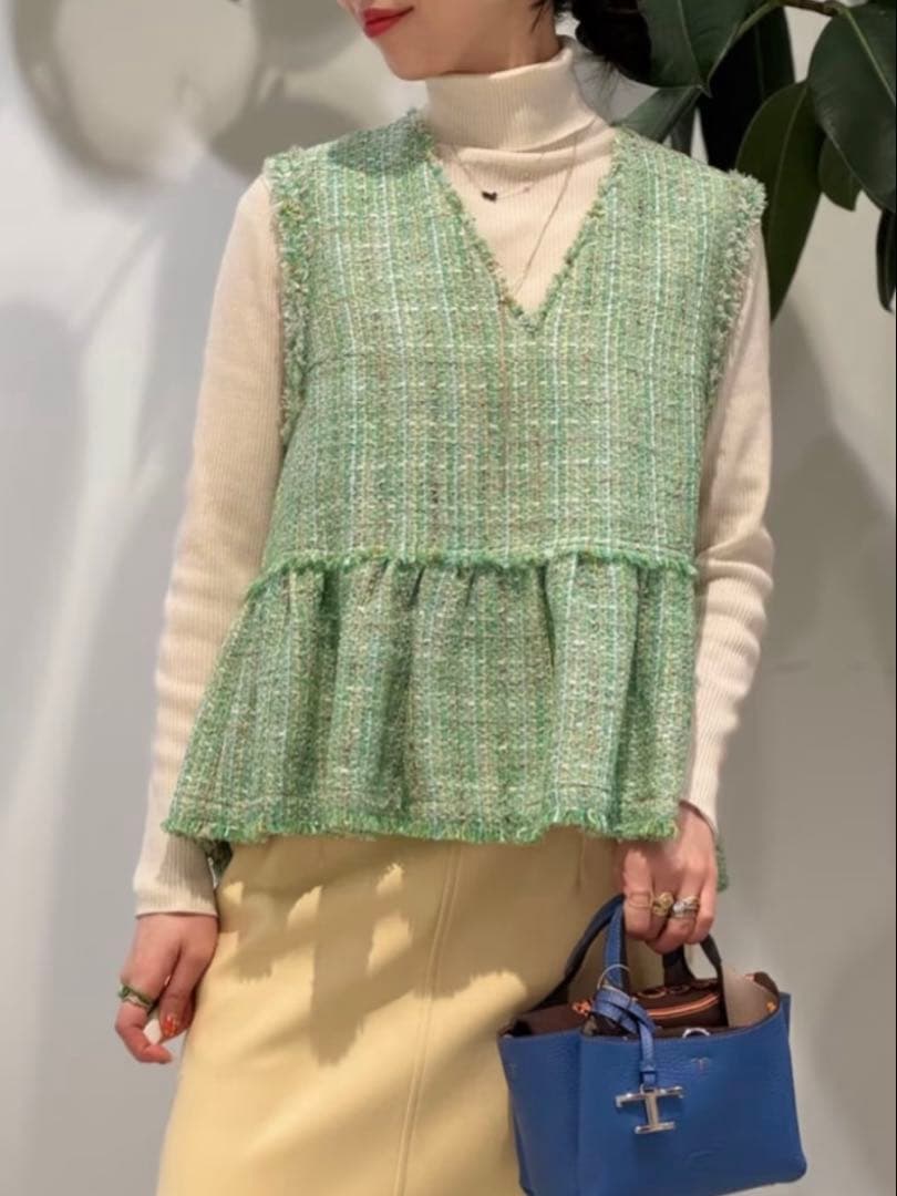 トゥモローランド Ballsey ツイードペプラムジレ 定価37,400円