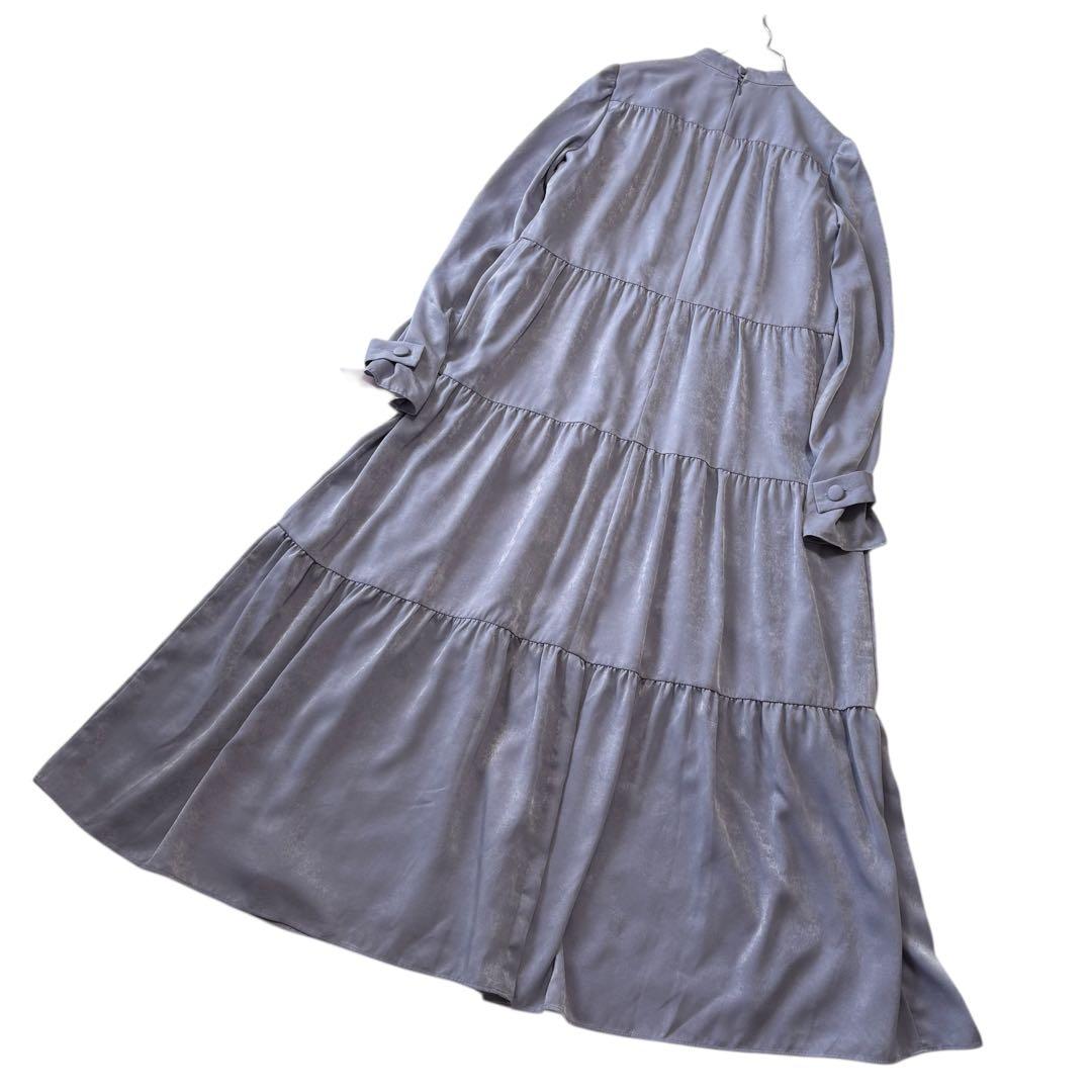 新品☆AIMER ACRET☆ティアードロングマキシワンピース ブルー くるみ釦