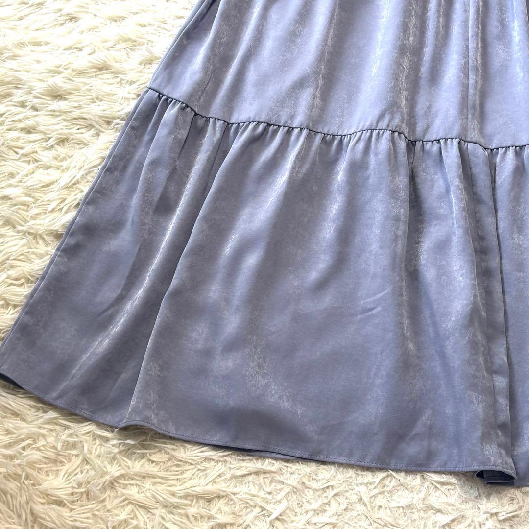 新品☆AIMER ACRET☆ティアードロングマキシワンピース ブルー くるみ釦
