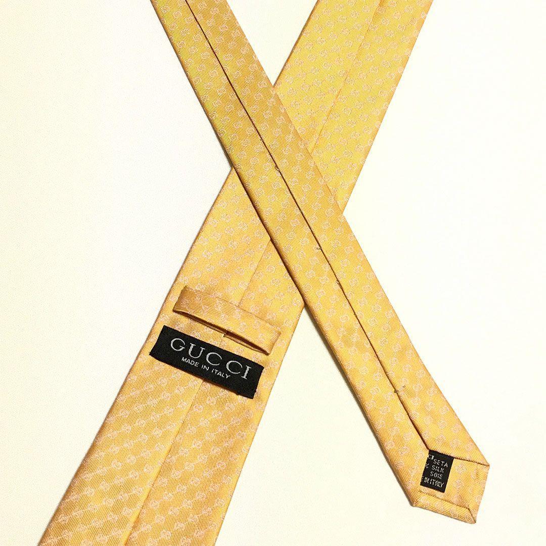 未使用級 グッチ GUCCI ネクタイ オレンジ系 GG柄 総柄 ダブルG