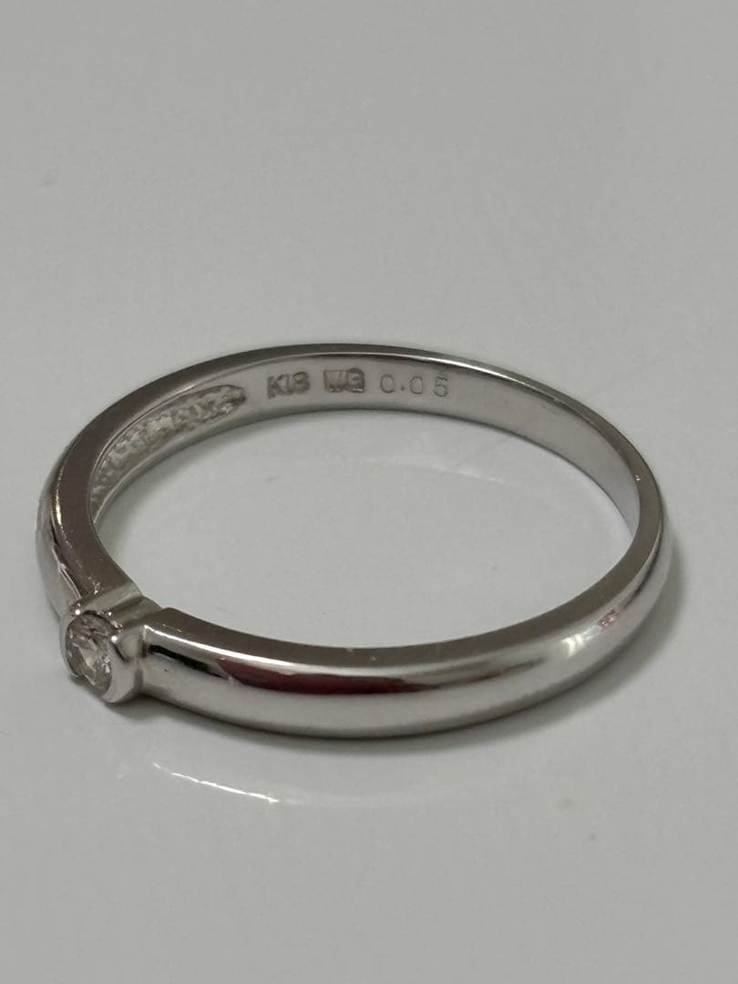 K18WG 一粒ダイヤモンドリング　10号