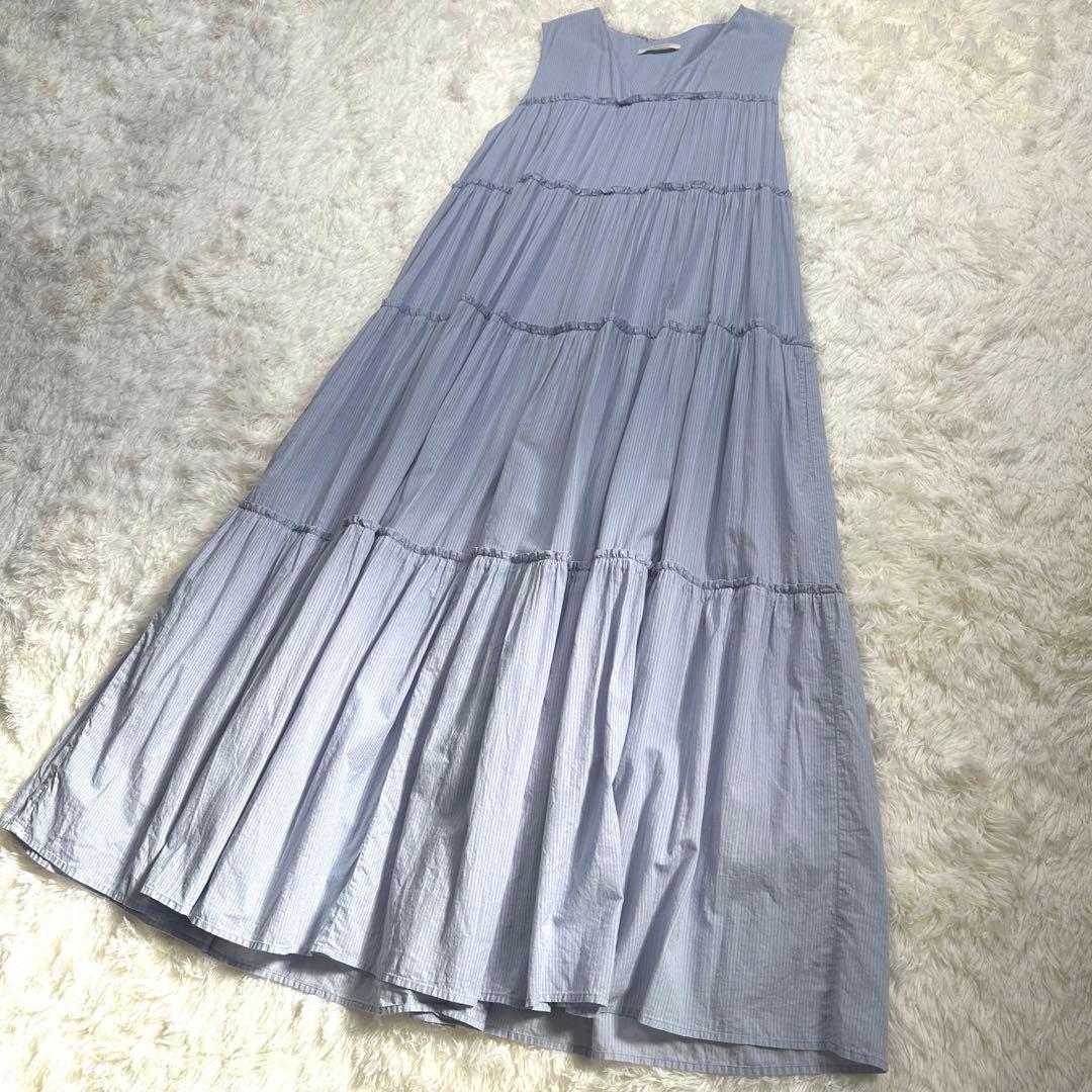 美品　24SS ヌキテパ ドビーギャザー ノースリーブ ワンピース
