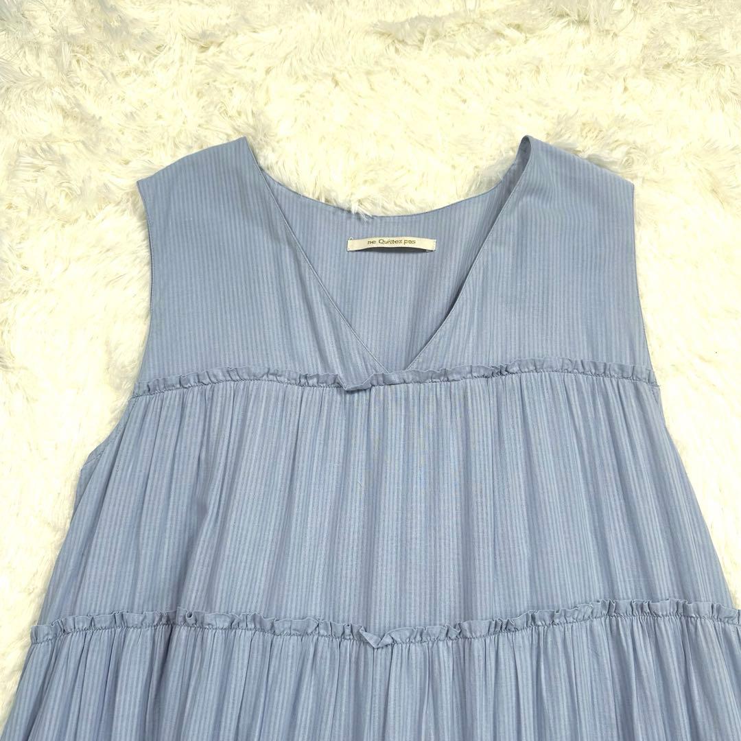美品　24SS ヌキテパ ドビーギャザー ノースリーブ ワンピース