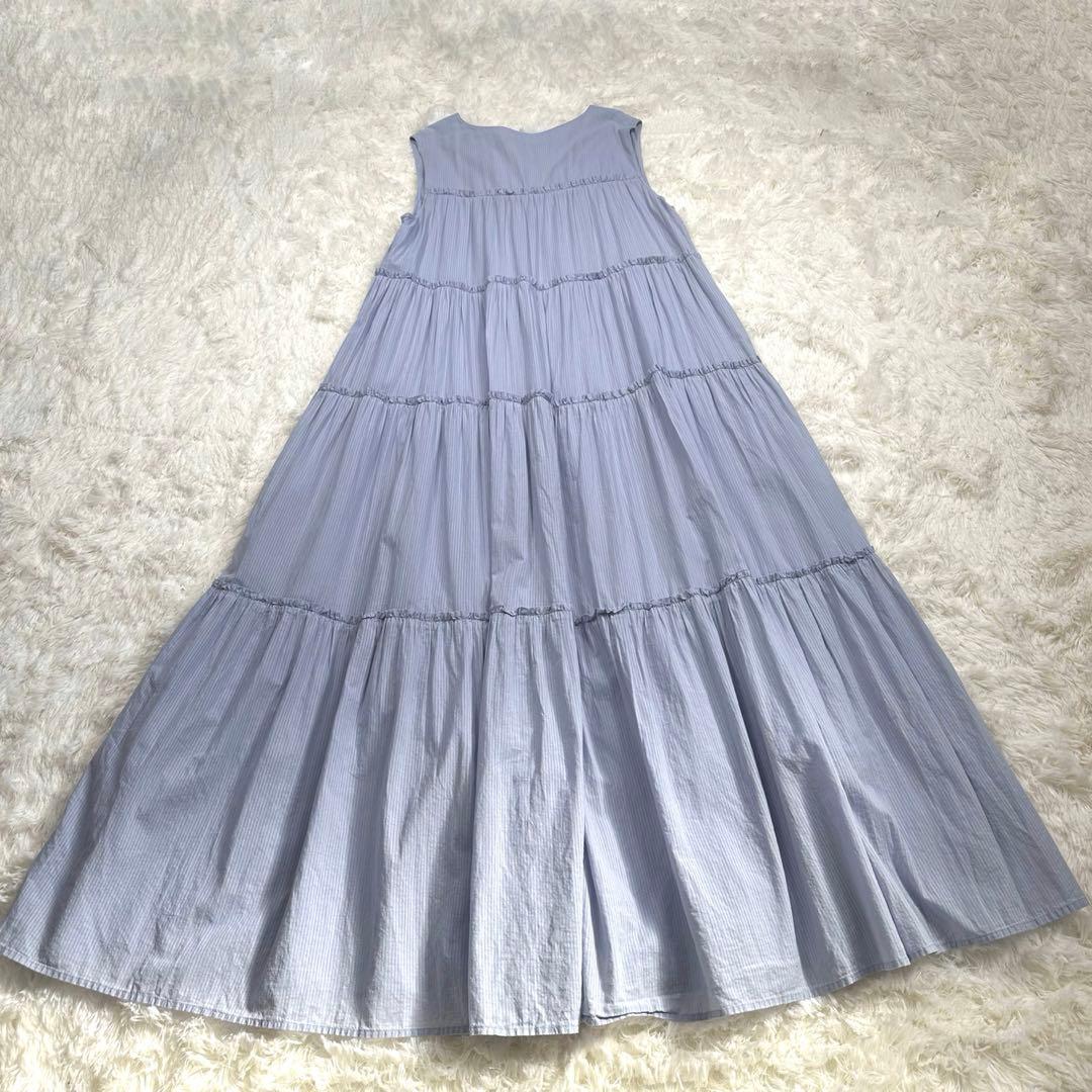 美品　24SS ヌキテパ ドビーギャザー ノースリーブ ワンピース