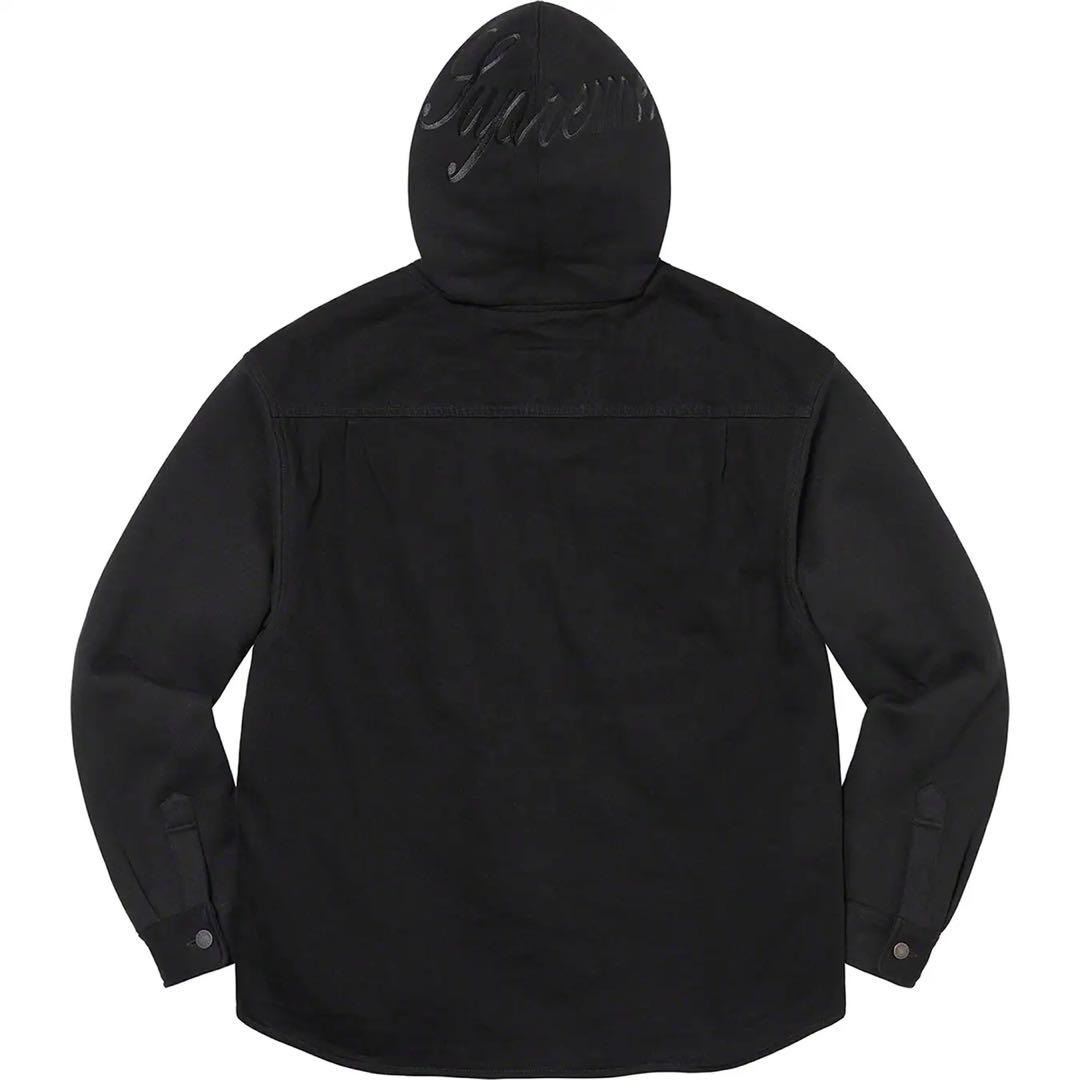 Supreme Fleece Hooded Denim Shirt ブラック M