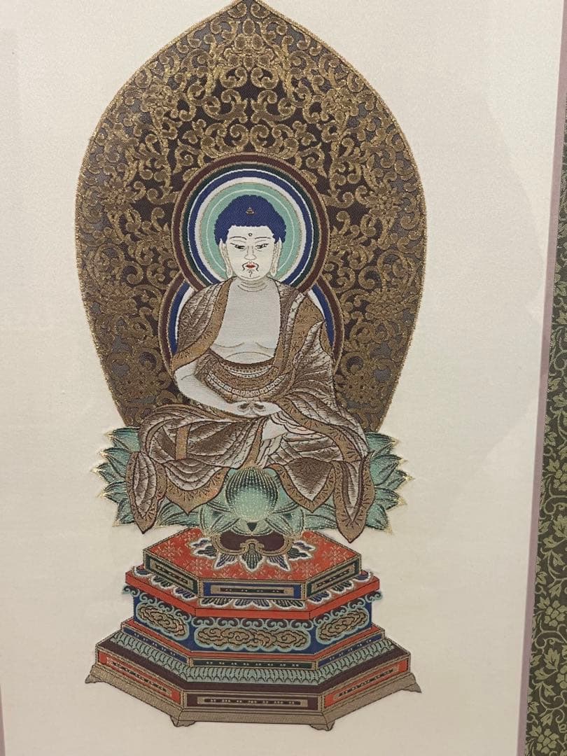 西陣織　仏　額装 仏教美術 仏像 仏画 骨董 大日如来