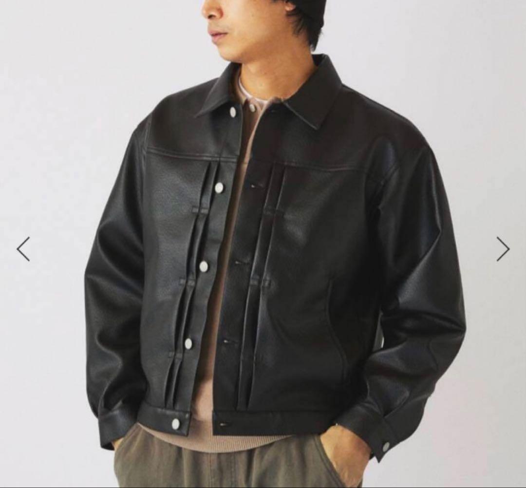 シンセティック レザー トラッカージャケット
