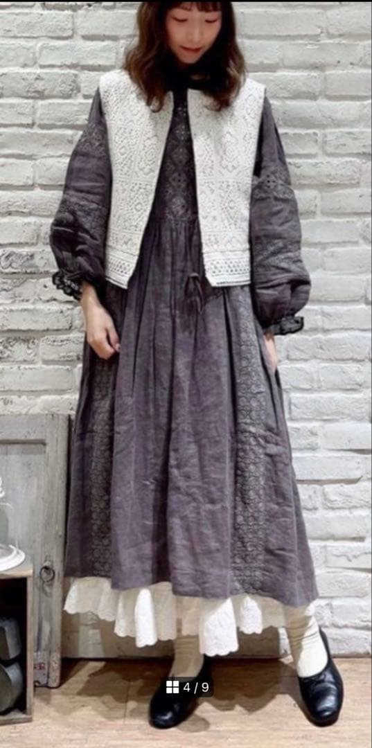 【美品】ツハルバイサマンサモスモス リネンレースワンピース