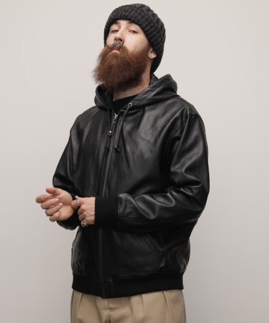 【Schott】ラムレザー フルジップパーカー　M