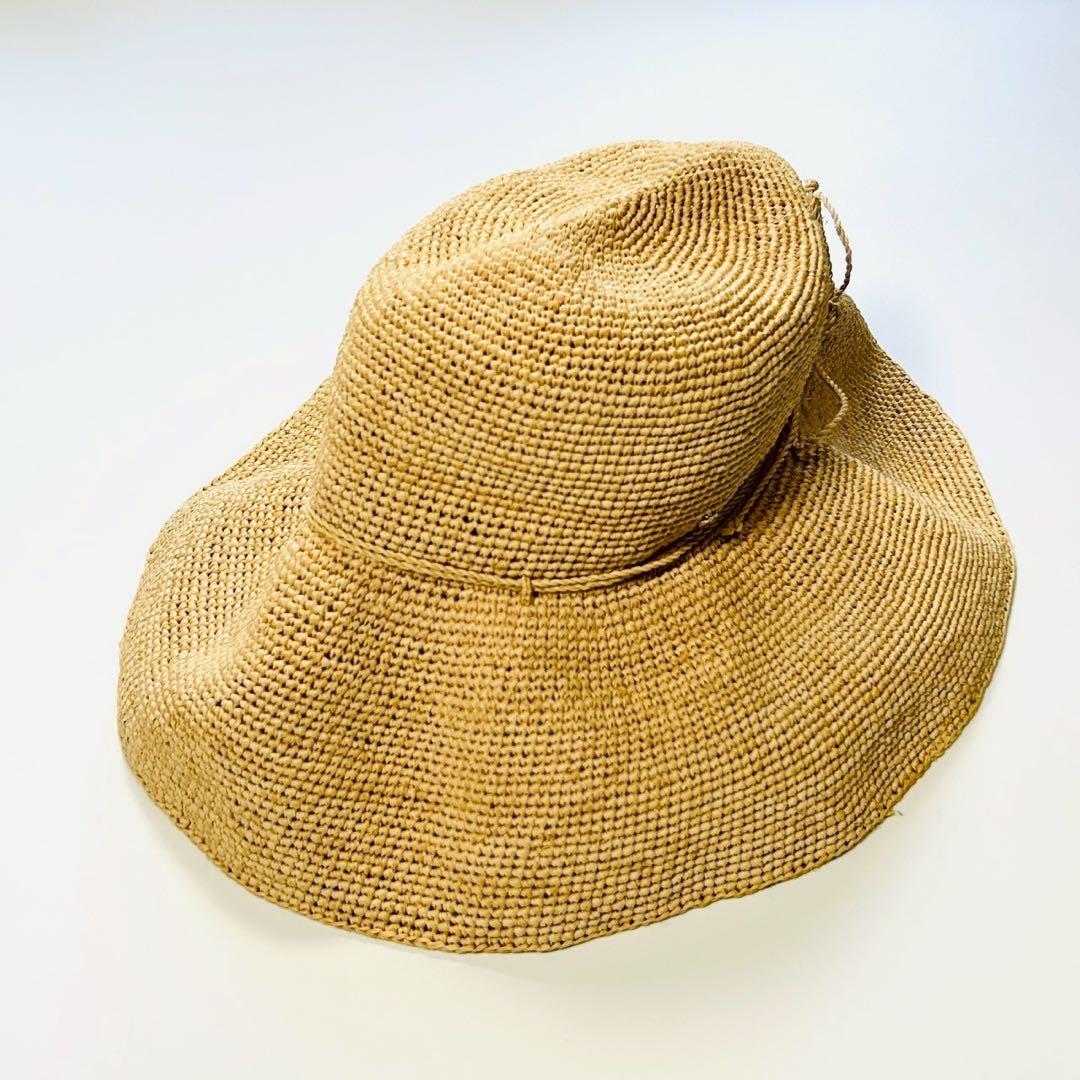 美品 ヘレンカミンスキー プロバンス ストローハット 麦わら リボン ベージュ