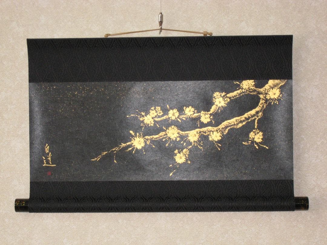 ミニ掛け軸　桜(さくら)◆絵師 白道 (真筆・新品) タペストリー