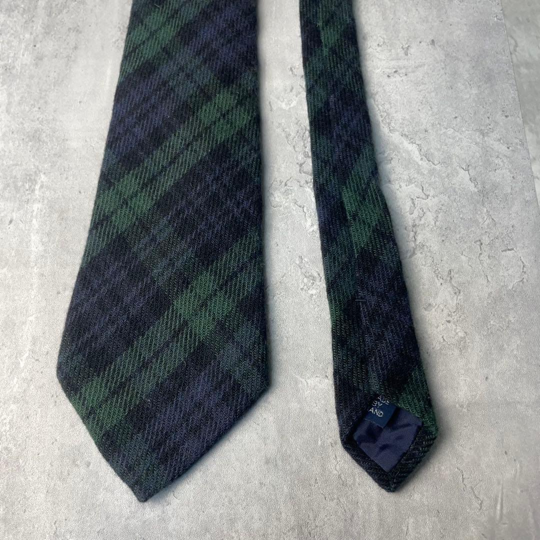 美品 Ralph Lauren ブラックウォッチ カシミヤ ネクタイ グリーン