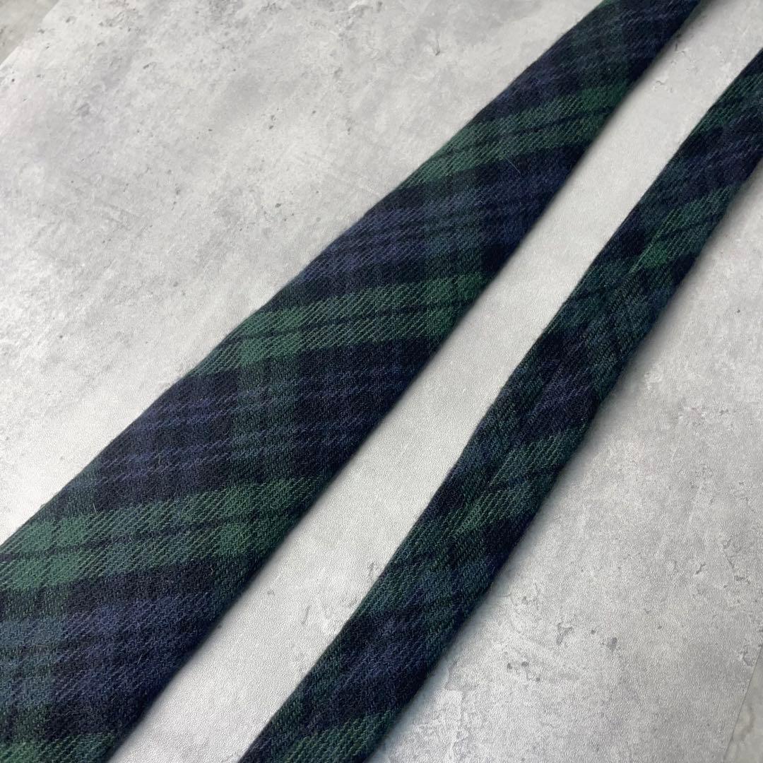 美品 Ralph Lauren ブラックウォッチ カシミヤ ネクタイ グリーン