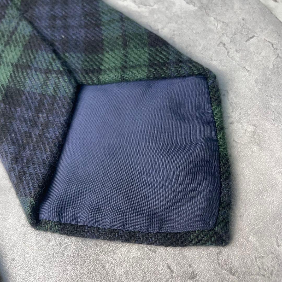 美品 Ralph Lauren ブラックウォッチ カシミヤ ネクタイ グリーン