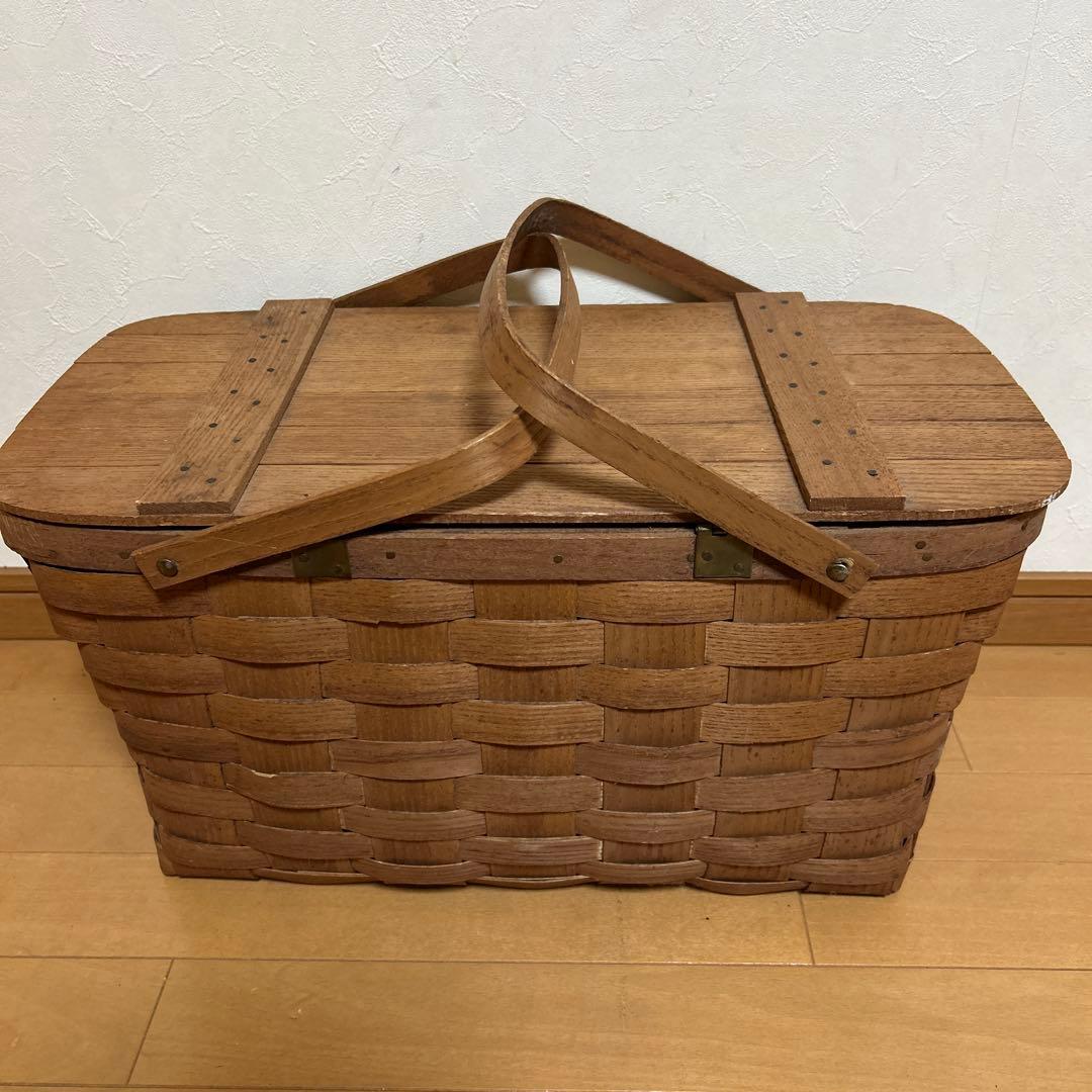ウッド製　バスケットビル　蓋付き　バーモント　バスケット　ピクニック