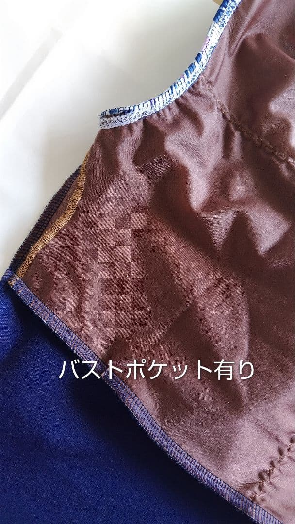 L～ⅬⅬサイズ／青い陶磁器風タイル模様が素敵な青紺色大人バレエレオタード