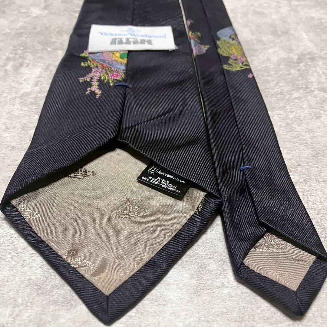 美品　ヴィヴィアンウエストウッド　ネクタイ　ソリッド　無地　オーブ刺繍　ブラック