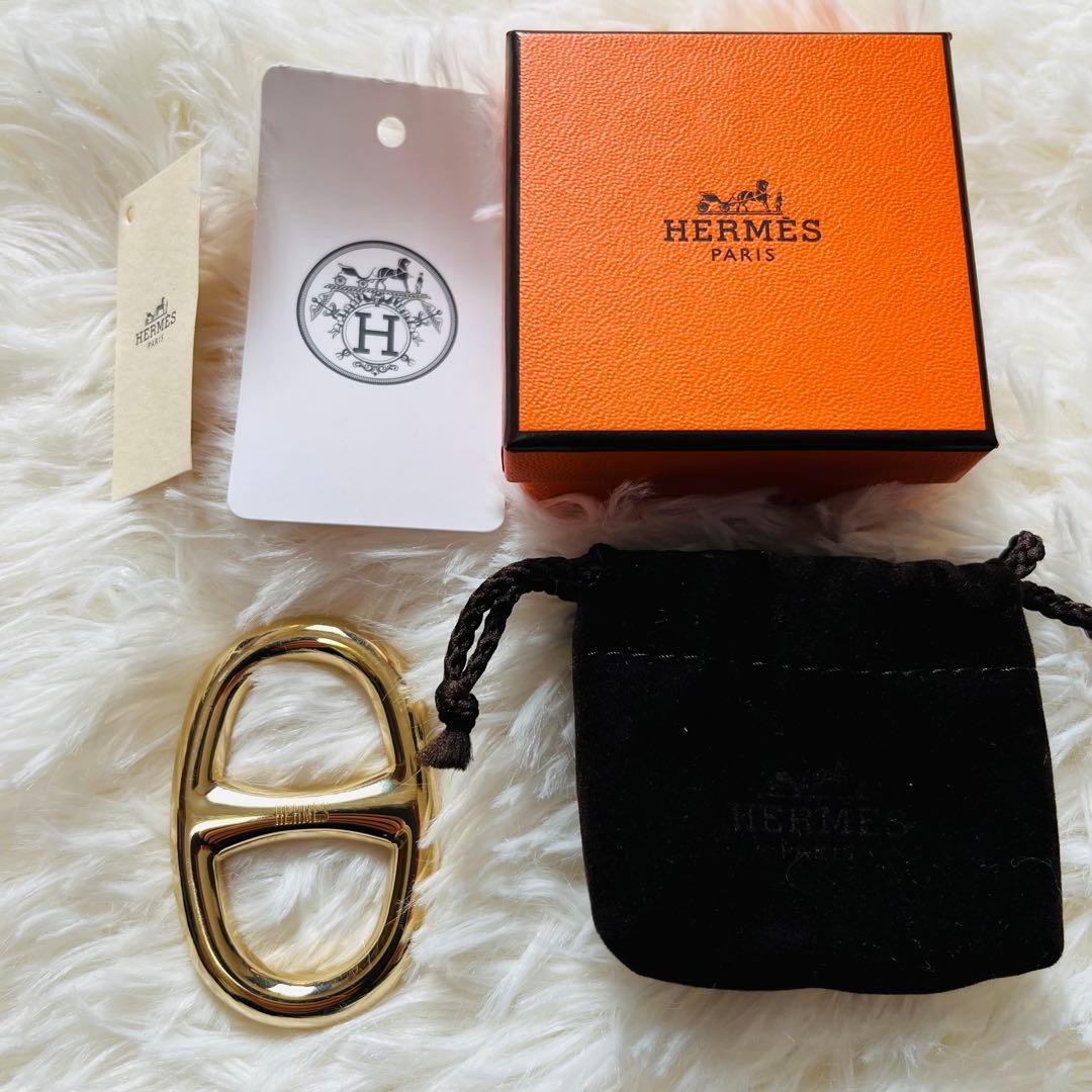 HERMES エルメス シェーヌダンクル スカーフリング ゴールド