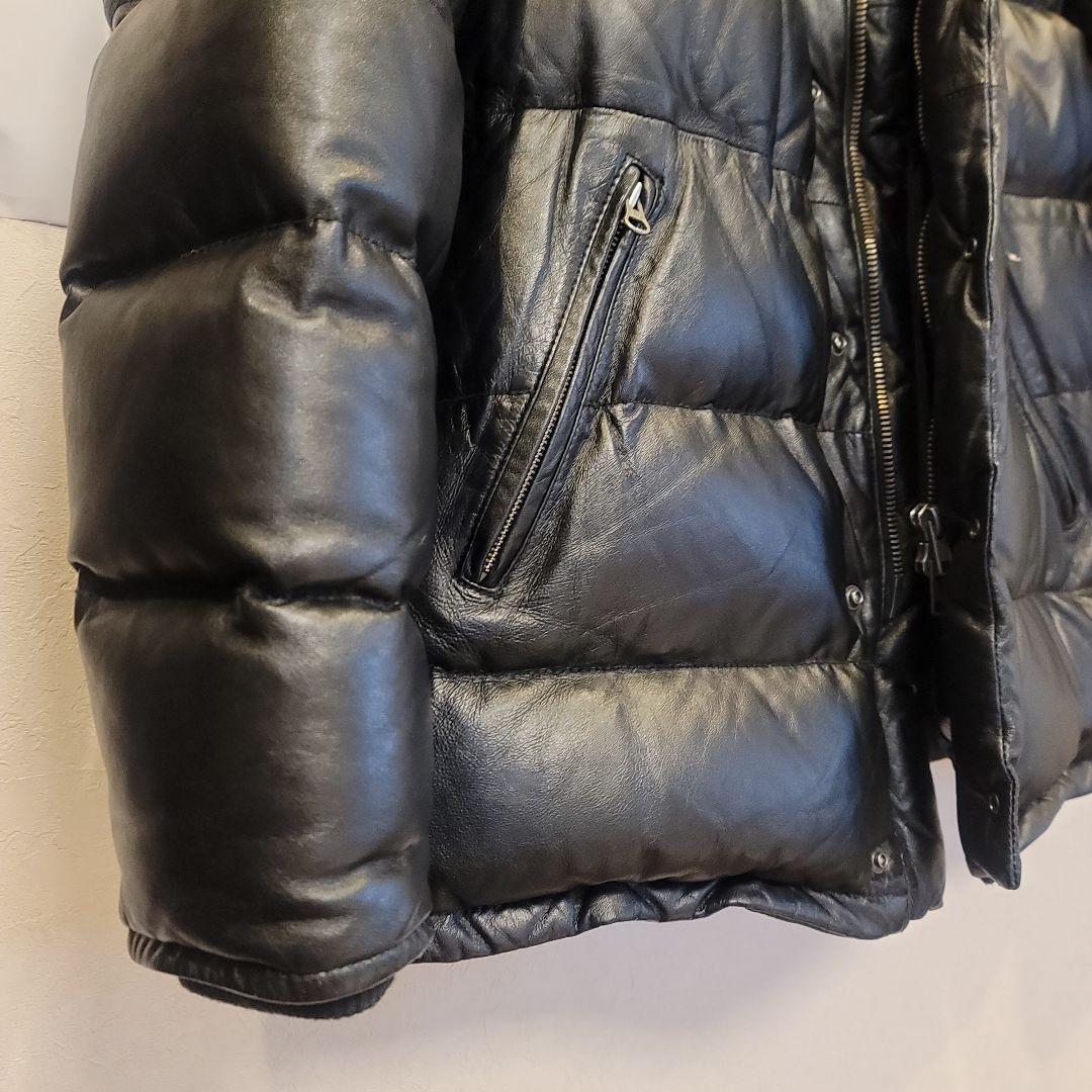 超美品 黒Liugoo Leathers春レザーダウンジャケット羊革 3L