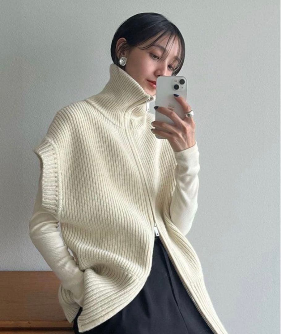トップス CLANE ZIP COLLAR KNIT VEST