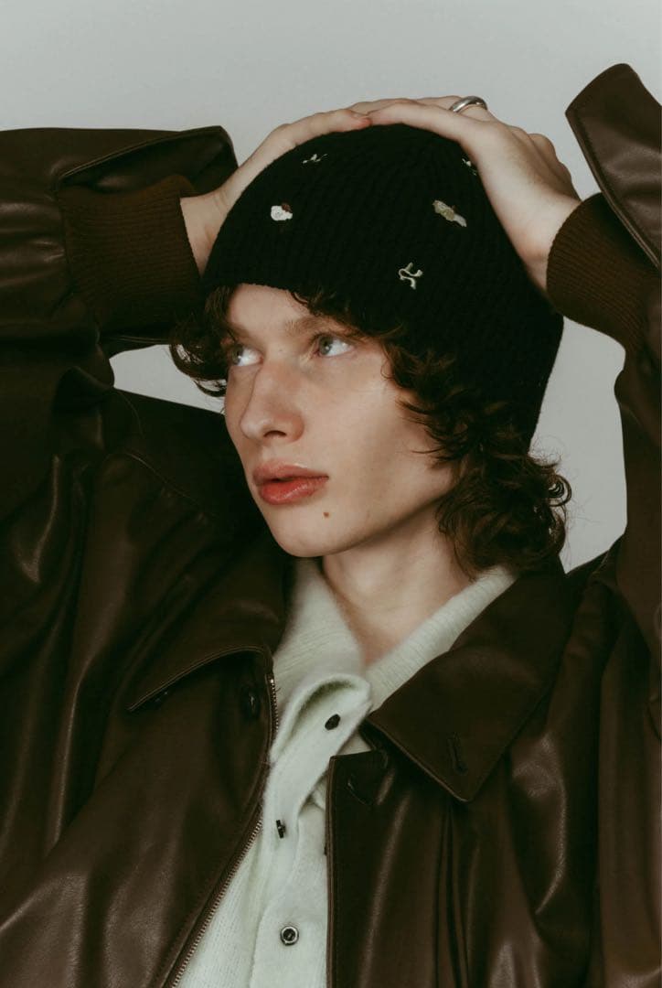帽子 Knuth Marf K motif beanie / black