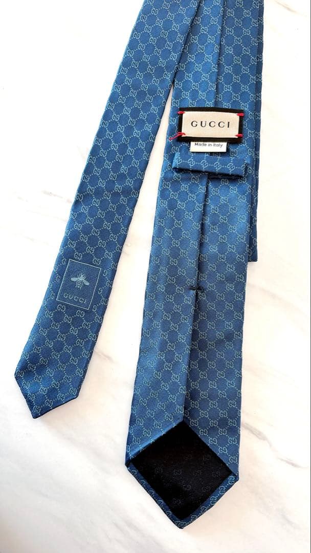 【美品】GUCCI グッチ ネクタイ 青