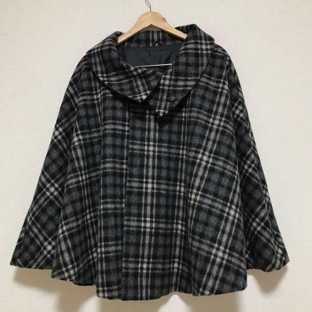 77　布四季庵ヨネオリ　和装　アンゴラ混　ケープ　ポンチョ