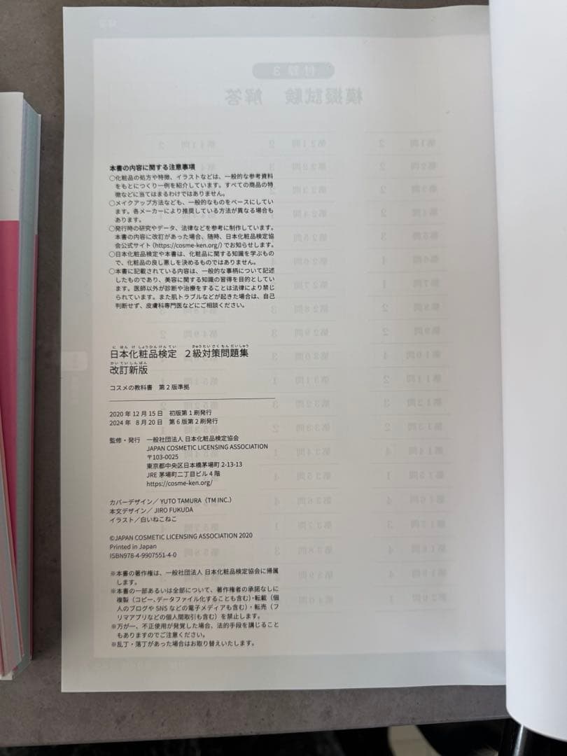 日本化粧品検定 1級・2級 対策 問題集 ￼テキスト セット