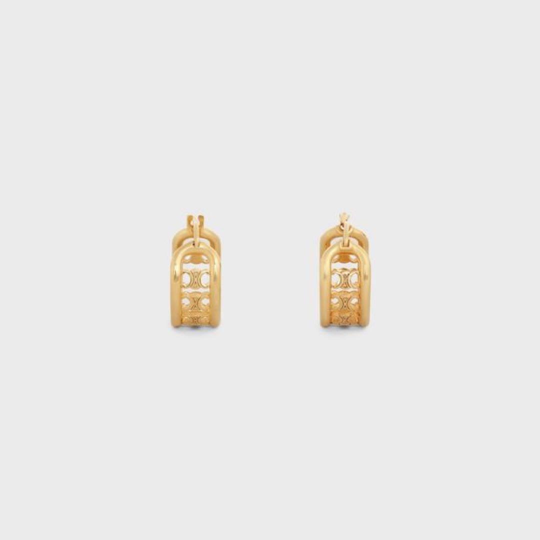 【片耳用/即納】CELINE セリーヌ トリオンフ マルチフープピアス ゴールド
