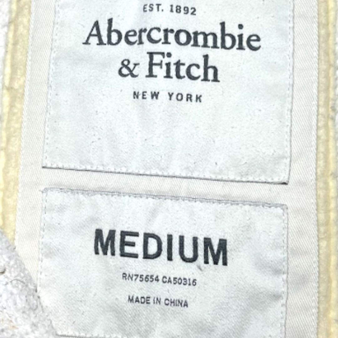 Abercrombie&Fitch 白 ジップパーカー 刺繍 Y2K アバクロ