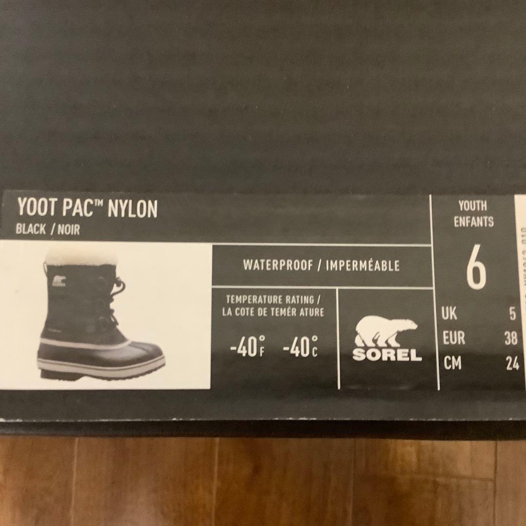 新品　SOREL ソレル　防水ファー　スノーブーツ ブラック　黒　24 スキー