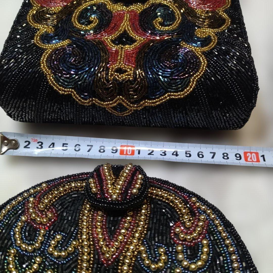 ビーズ刺繍 ブラック パーティーバッグセット