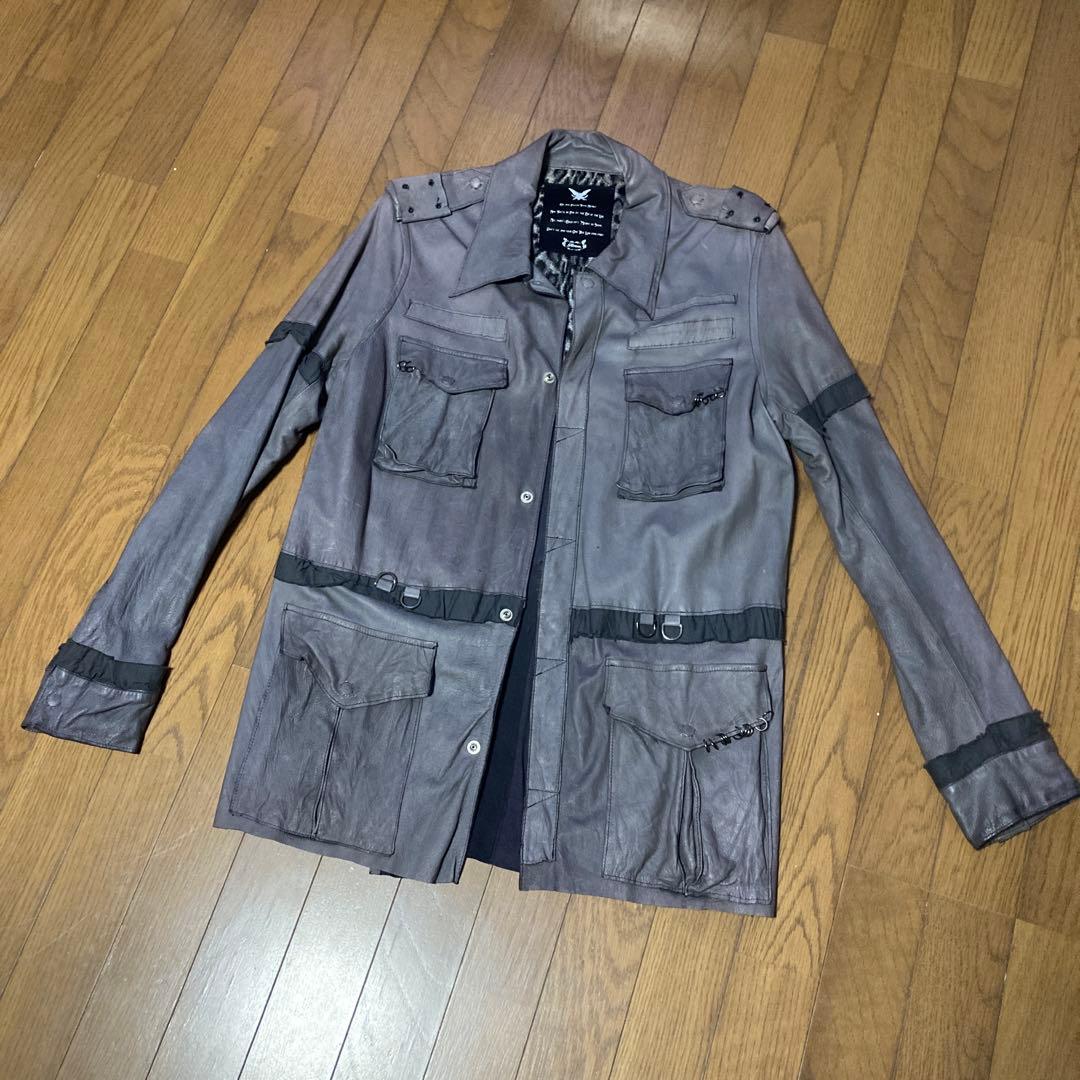 ROEN レザージャケット　サイズ48 チャコールグレー