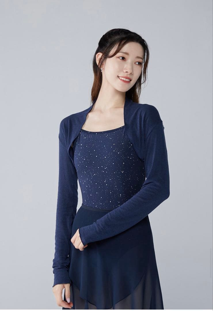 Byplie バイプリエ　ニットシャーリングシュラグ　ネイビー バレエ　トップス
