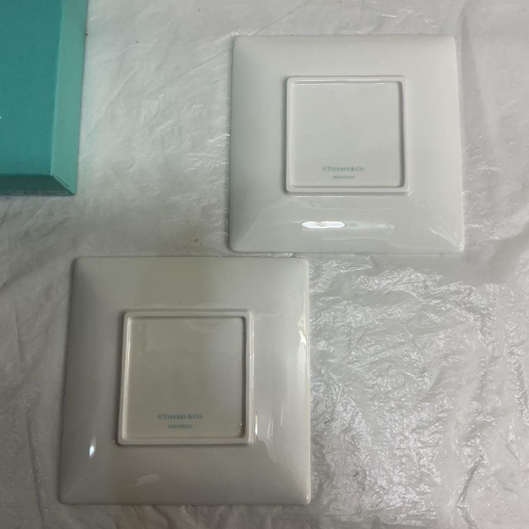 7620⑥★Tiffany & Co. ブルーボウデザートプレートセット★