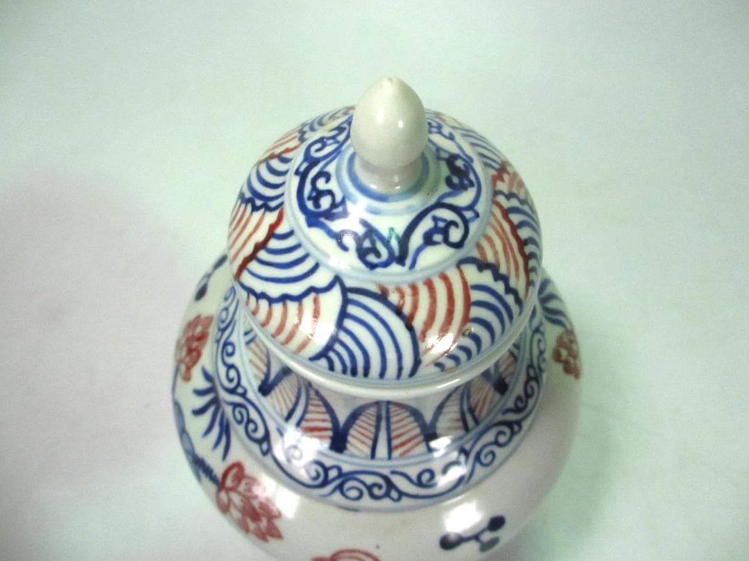 花瓶　沈香壷　青花釉里紅　手描き　花鳥図　景徳鎮　陶磁器　中国古玩　中国美術