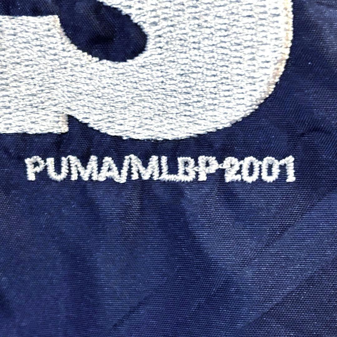 00s US古着MLB INDIANS ナイロンプルオーバーM 紺・赤　プーマ