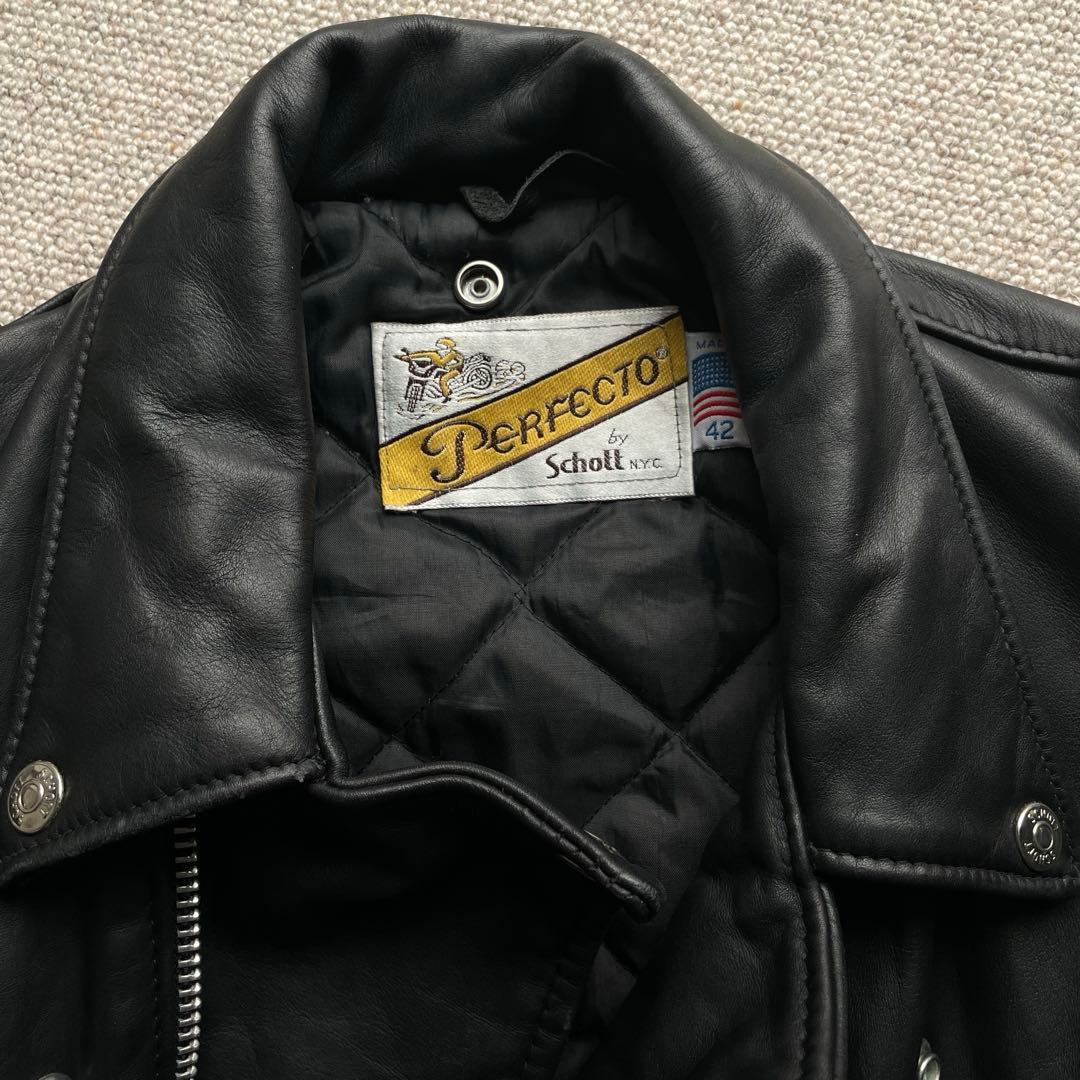 【42】90s USA製 Schott Perfecto ダブル ライダース 黒