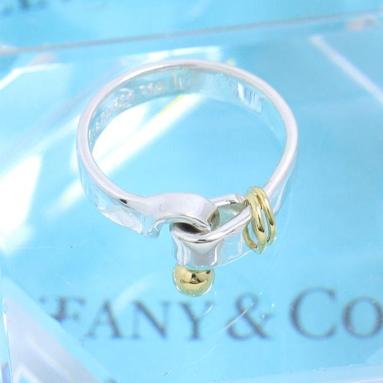 ティファニー　TIFFANY　14号　フック＆アイ リング　良品　128　縦