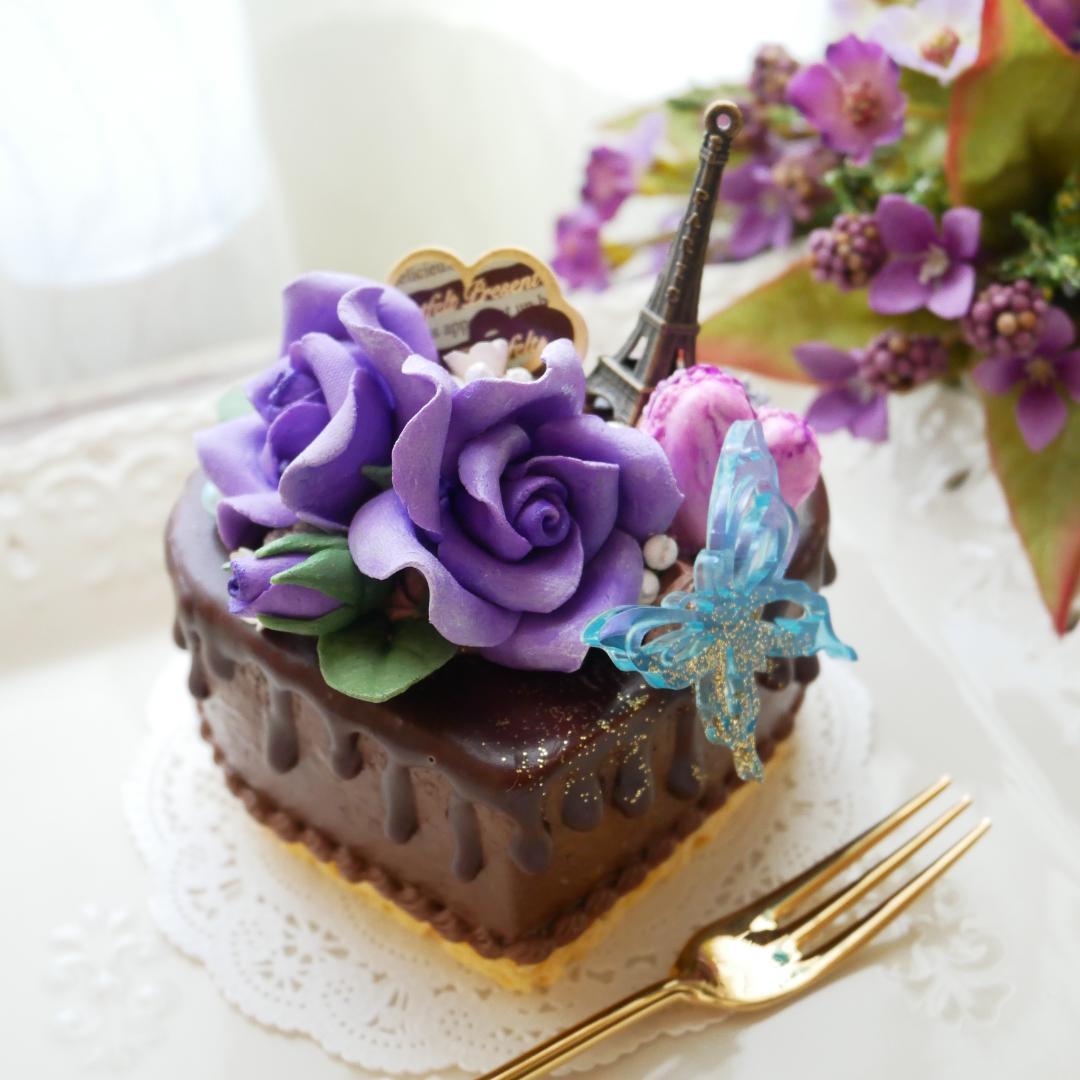 【merci*M様】フェイクスイーツ❤︎‬バイオレットローズチョコドリップケーキ