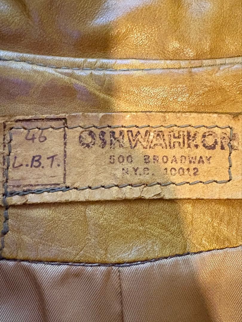 60s ヴィンテージレザージャゲット　OSHWAKON　茶色　46 Lサイズ