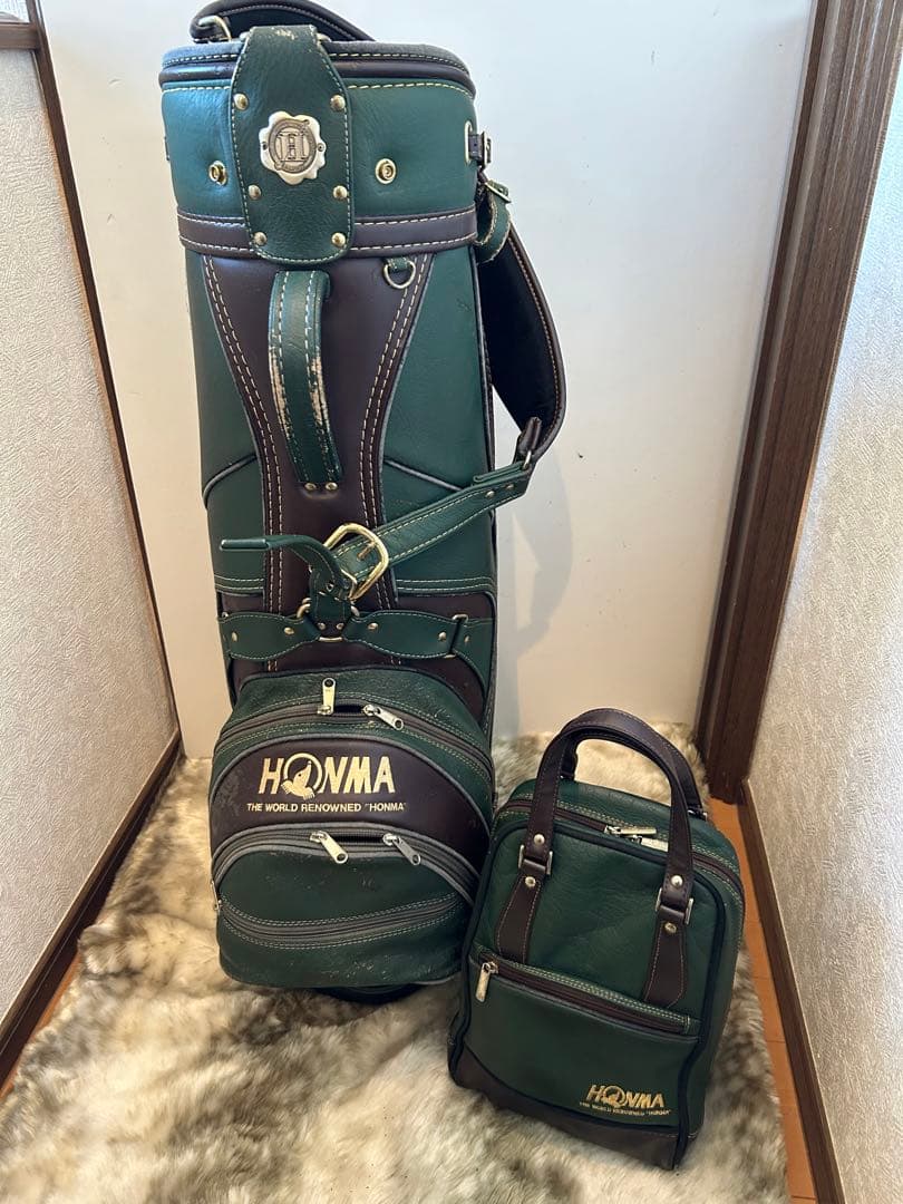 希少 本革 HONMA キャディバック シューズケースカートタイプ ゴルフバック