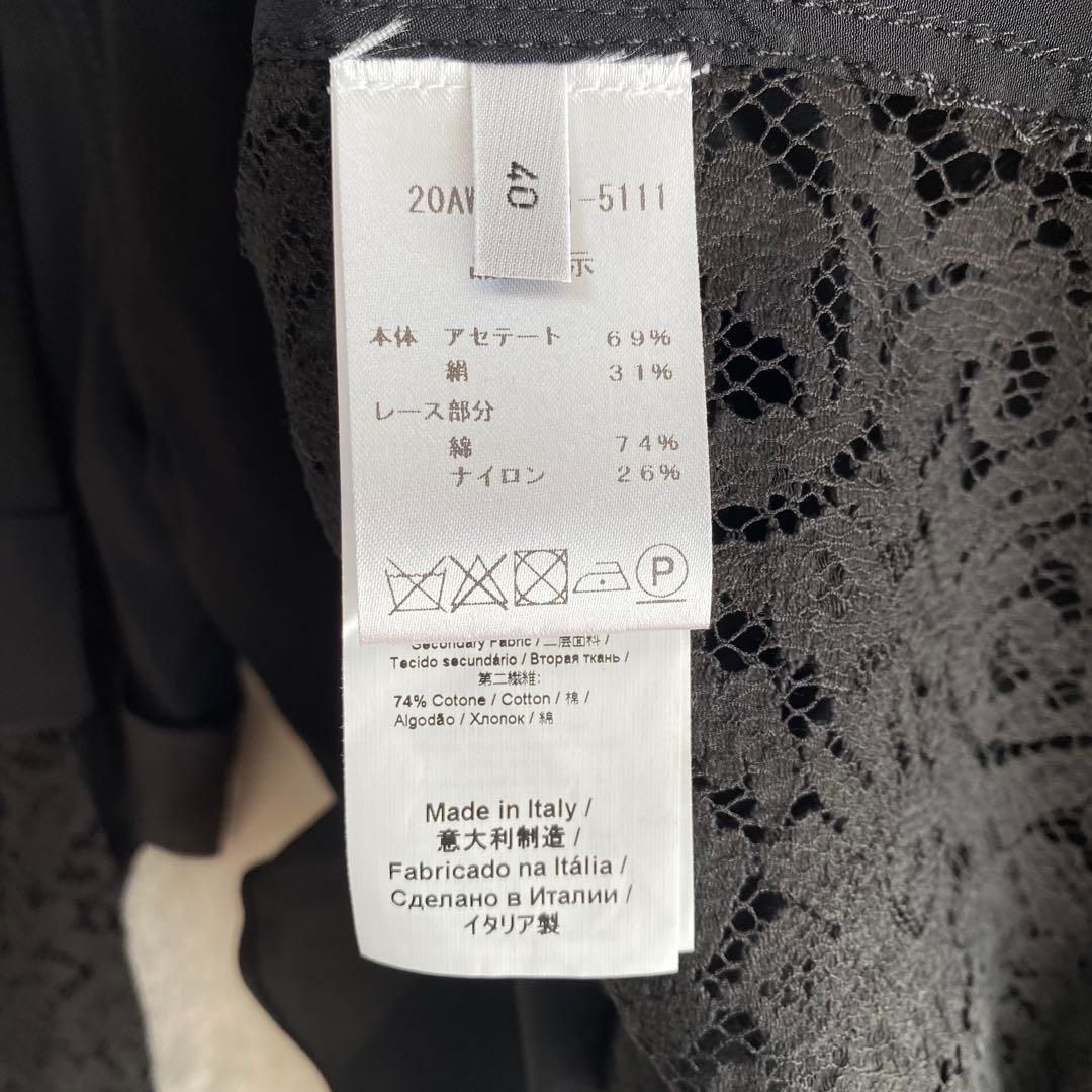 極美品✨N°21/バックレース長袖シャツ ブラウス/40/絹混 イタリヤ製 黒